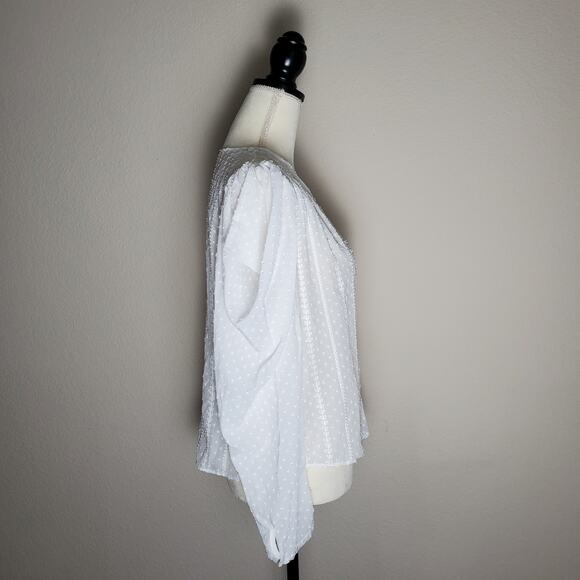 Zara White Swiss Dot Blouse Medium - Picture 2 of 7